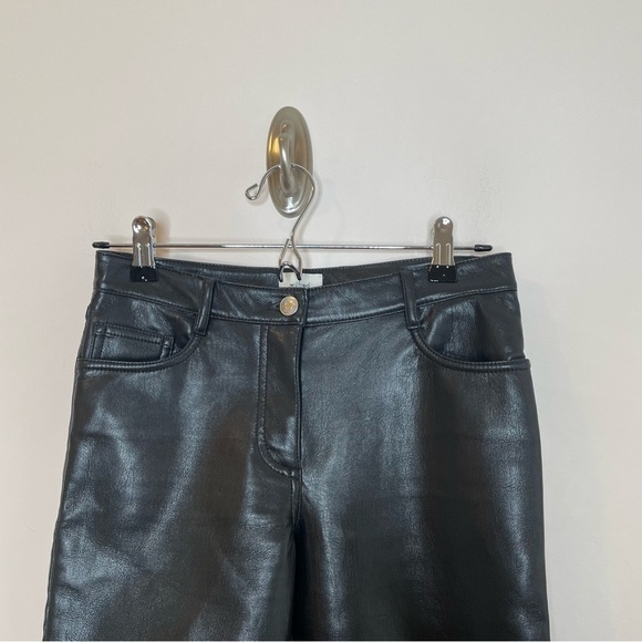 Aritzia Wilfred Melina Low Rise Vegan Leather Straight Leg Pant Black Size 0 - Picture 3 of 8